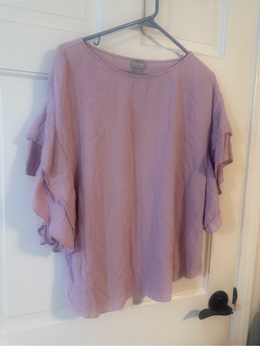 Chico's Soft Lavender Ruffle Sleeve Tunic